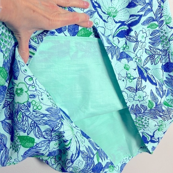 Vineyard Vines Cordia Floral Dress Blue Green Embroidered Size 10 Cotton Linen - Picture 9 of 16